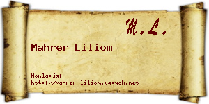 Mahrer Liliom névjegykártya